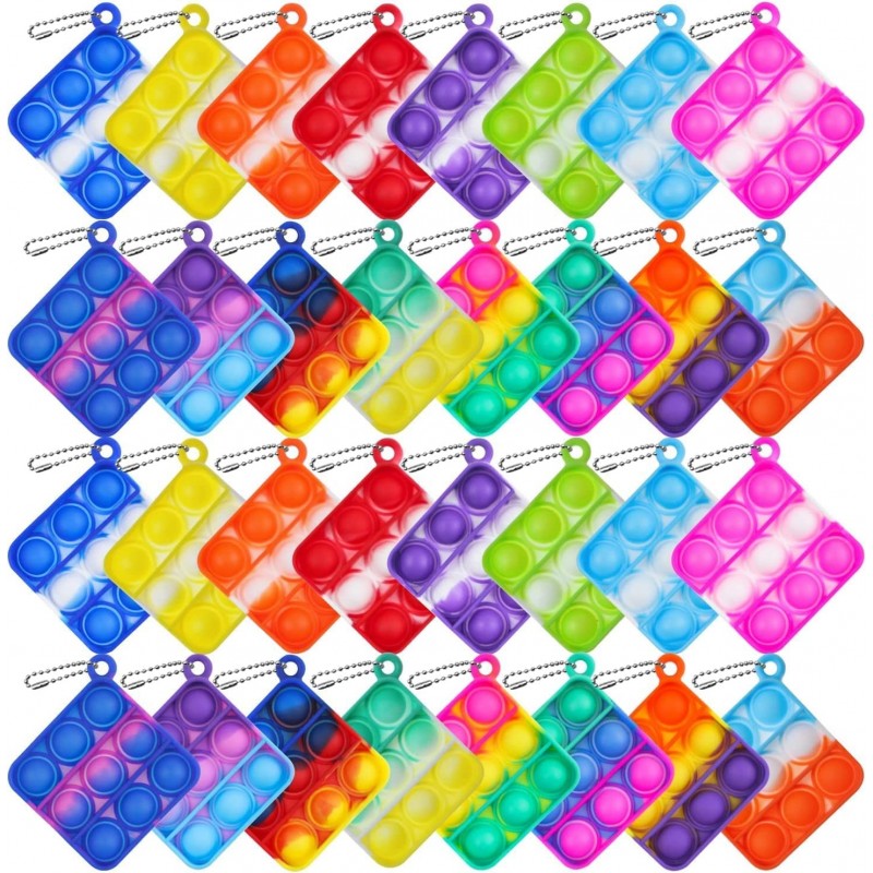 70Pcs Random Color Mini Pop Keychain Fidget Toy Push Bubble Pop Silicone Squeeze Sensory Toys Make Fun for Kids Anxiety Stres...