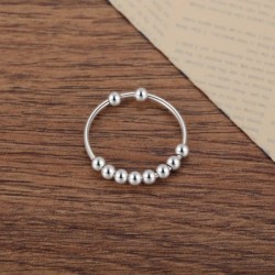 925 Sterling Silver Fidget Anxiety Relief Ring For Women Rings with Beads Stress Relief Ring Fidget Spinner Rings for her Wor...