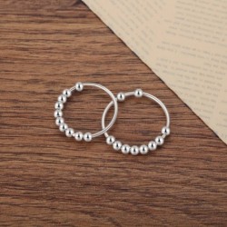 925 Sterling Silver Fidget Anxiety Relief Ring For Women Rings with Beads Stress Relief Ring Fidget Spinner Rings for her Wor...