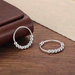 925 Sterling Silver Fidget Anxiety Relief Ring For Women Rings with Beads Stress Relief Ring Fidget Spinner Rings for her Wor...