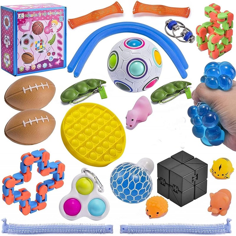 24pcs Sensory Fidget Toys Set Stress Relief and Anti-Anxiety Tools Bundle for Fidget Pack Christmas Stocking Stuffers for Kid...