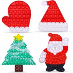 Christmas Fidget Toys 4 Pack Christmas Push Pop Bubble Fidget Sensory Toys Santa Claus Tree Hat Gloves Large Thickening Chris...