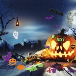 500PCS Glitter Halloween Foam Craft Stickers Self Adhesive Pumpkin Shape 3D Stickers for Pumpkin Decor Trick or Treat Bags Ca...