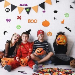 500PCS Glitter Halloween Foam Craft Stickers Self Adhesive Pumpkin Shape 3D Stickers for Pumpkin Decor Trick or Treat Bags Ca...