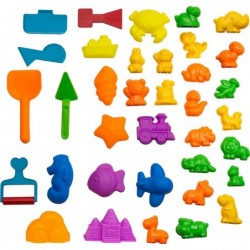 Animal Sand Molds & Tools Kit (36 Pcs) - Works with All Other Play Sand Brands - Includes: 10 Dinosaurs 10 Animals & 12 Beach...