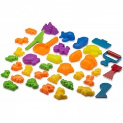 Animal Sand Molds & Tools Kit (36 Pcs) - Works with All Other Play Sand Brands - Includes: 10 Dinosaurs 10 Animals & 12 Beach...