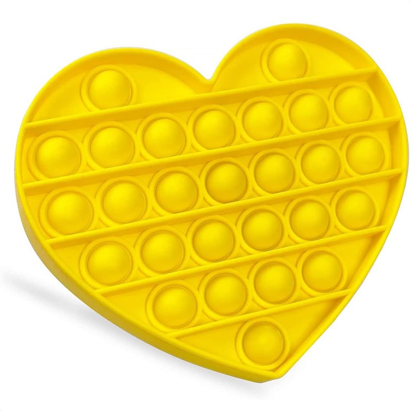 Heart Shaped Pop Its Valentines - Silicone Jumbo Push Pop Fidget Toy Push Pop Bubble Pop It Heart Yellow - Anxiety Stress Rel...