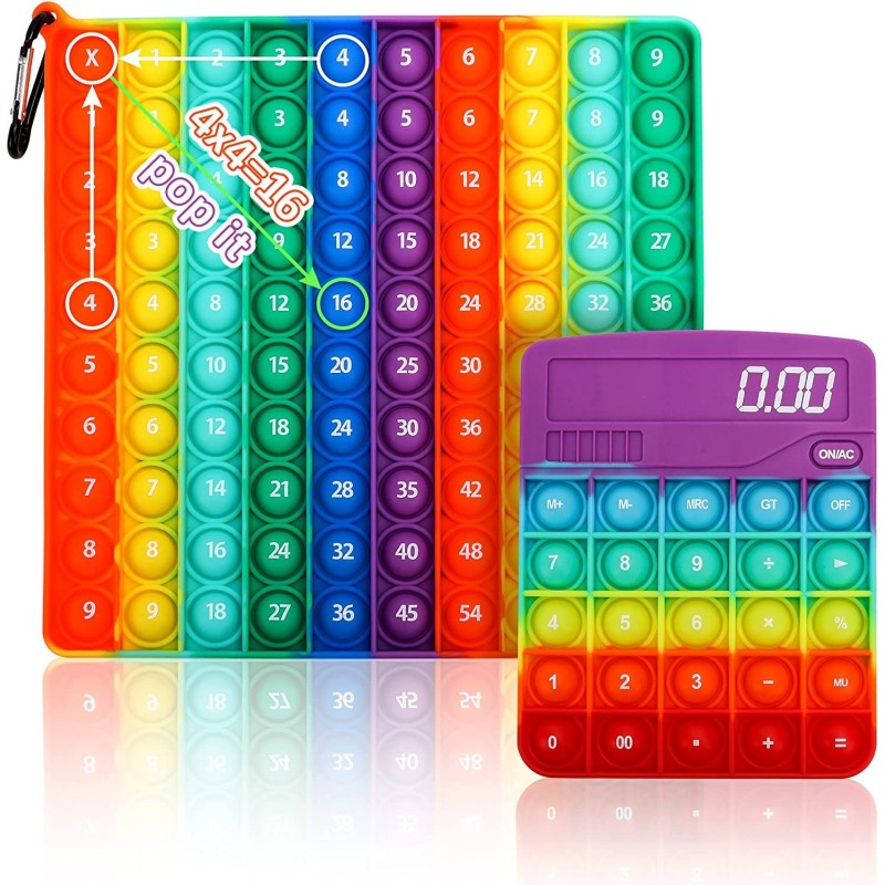 Multiplication Pop It & Fidget Calculator for Kids Poppets Fidgets Learning Toys Math Pop It Board Game Multiplication Table ...