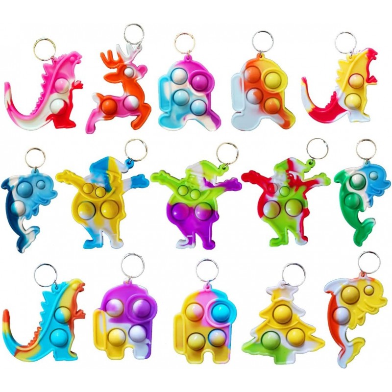 (Students Gift)15 Packs Bulk Mini Pop Keychain Small Birthday Party Favors Supplies and Student Prizes Gift $17.53 Fidget Toys