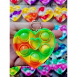 (Valentine Students Gift and Party Favors) 30 Packs Small Rainbow Hearts mini Pop Keychain Sensory Mini Pop Fidget keychains ...