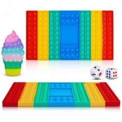 Big Pop Fidget Game Toys Chess Board Push Bubble Popper Fidget Rainbow Silicone Sensory Toy Stress Relief Fidget Toy to Play ...