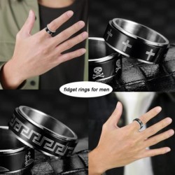 3/4Pcs Stainless Steel Spinner Rings Fidget Star Moon Band Ring Relieving Stress Anxiety Ring for Women Men 8/6mm Wide Promis...