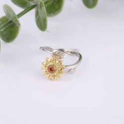 S925 Sterling Silver Sunflower Fidget Anxiety Ring You are My Sunshine Stress rings for anxiety women $46.50 Fidget Toys