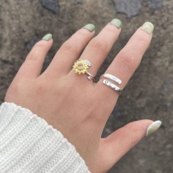 S925 Sterling Silver Sunflower Fidget Anxiety Ring You are My Sunshine Stress rings for anxiety women $46.50 Fidget Toys