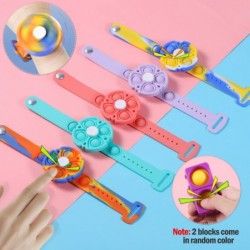 5 Pcs Pop Bracelets Bubble Toys with Fidget Spinner Extra 2 Pcs Push Bubble Blocks Sensory Bracelets Silicone Wristbands Push...