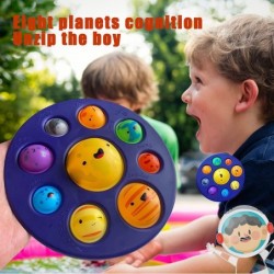 New Planet Pattern Pop Bubble Push Fidget Toy Anxiety Stress Reliever Hand Toys for Autism Special Needs Learning Astronomica...