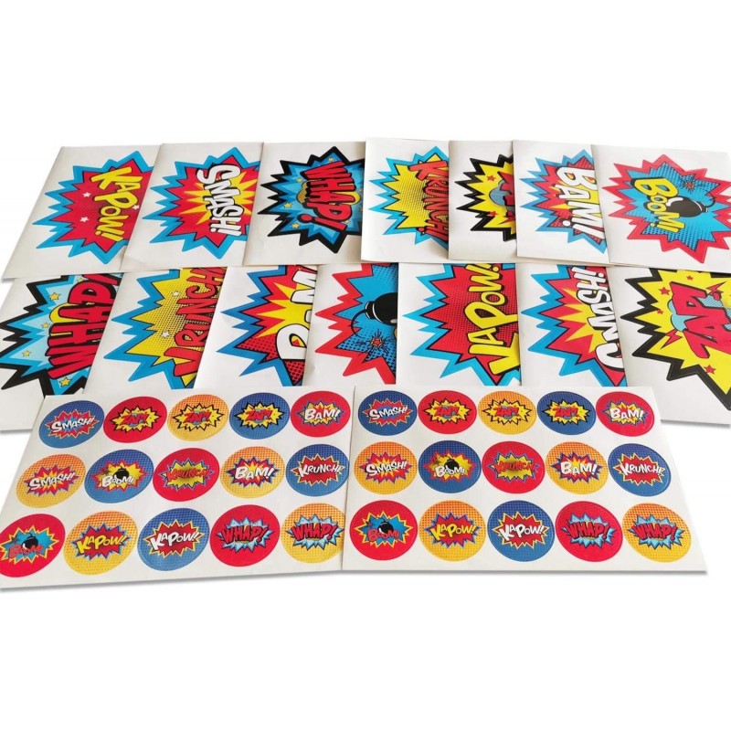 Large Superhero Party Stickers - Superhero Sign Cutout Stickers - Superhero Party Supplies $15.56 Kids' Drawing & Writing Boards