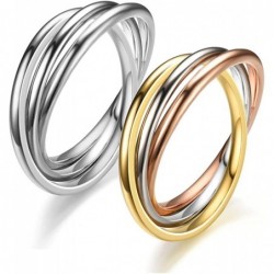 Triple Interlocking Band Rings for Women Stainless Steel Spinner Rings for Men Relieving Stress Anxiety Stacking Cross Rotate...