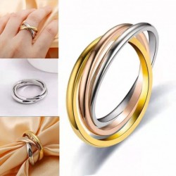 Triple Interlocking Band Rings for Women Stainless Steel Spinner Rings for Men Relieving Stress Anxiety Stacking Cross Rotate...