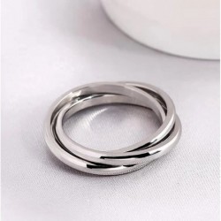 Triple Interlocking Band Rings for Women Stainless Steel Spinner Rings for Men Relieving Stress Anxiety Stacking Cross Rotate...