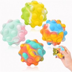 4 Pack Pop Stress Balls Fidget Toys - Push Pop Bubbles Fidgets Sensory Toy Silicone 3D Stress Balls for Stress Relief and Ant...