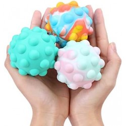 4 Pack Pop Stress Balls Fidget Toys - Push Pop Bubbles Fidgets Sensory Toy Silicone 3D Stress Balls for Stress Relief and Ant...