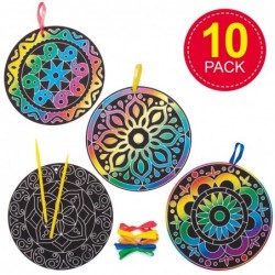 AW985 Rangoli Scratch Art Decorations - Pack of 10 Arts and Crafts for Kids $17.90 Kids' Drawing & Writing Boards