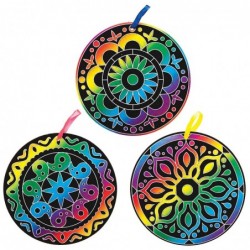 AW985 Rangoli Scratch Art Decorations - Pack of 10 Arts and Crafts for Kids $17.90 Kids' Drawing & Writing Boards