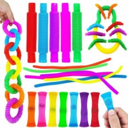 GioesQee 18 pcs Pop Tubes Sensory Fidget Toy for Kids Stress Anxiety Relief Toy Fidget Sensory Toys Pop Tubes Fidget Toy $14....