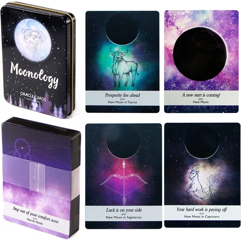 Moonology Oracle Cards in A Tin A 44-Card Deck Gilded Black (Limited Edition) 400 GSM Black Core Cardstock $32.33 Fortune Tel...