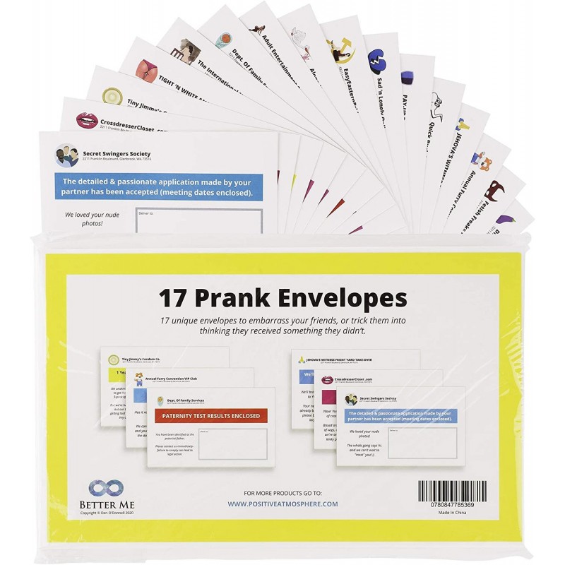 17 Prank Envelopes - Witty Pranks for Adults Funny Envelope for Birthday & Holiday Card. April Fools Day Practical Jokes by M...