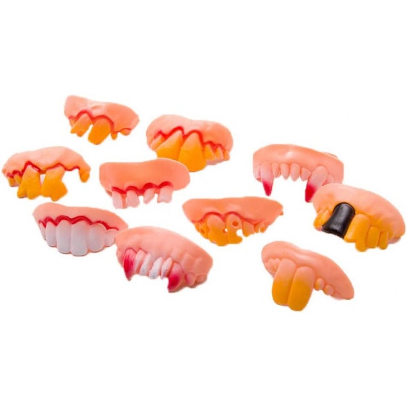 10pcs/Set Funny Rubber Fake Teeth Vampire Denture Ugly Gag False Teeth Buck Tooth Prank Trick Props Jokes Toy for Halloween C...