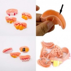 10pcs/Set Funny Rubber Fake Teeth Vampire Denture Ugly Gag False Teeth Buck Tooth Prank Trick Props Jokes Toy for Halloween C...