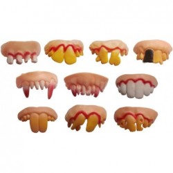 10pcs/Set Funny Rubber Fake Teeth Vampire Denture Ugly Gag False Teeth Buck Tooth Prank Trick Props Jokes Toy for Halloween C...