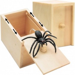 Original Spider Prank Box Handdmade Wooden Pop Out Rubber Spider Scare Box Joke Toys Prank for Kids & Adults Prank Gift Hallo...