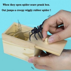 Original Spider Prank Box Handdmade Wooden Pop Out Rubber Spider Scare Box Joke Toys Prank for Kids & Adults Prank Gift Hallo...