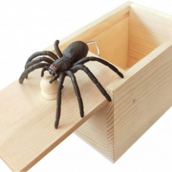 Original Spider Prank Box Handdmade Wooden Pop Out Rubber Spider Scare Box Joke Toys Prank for Kids & Adults Prank Gift Hallo...