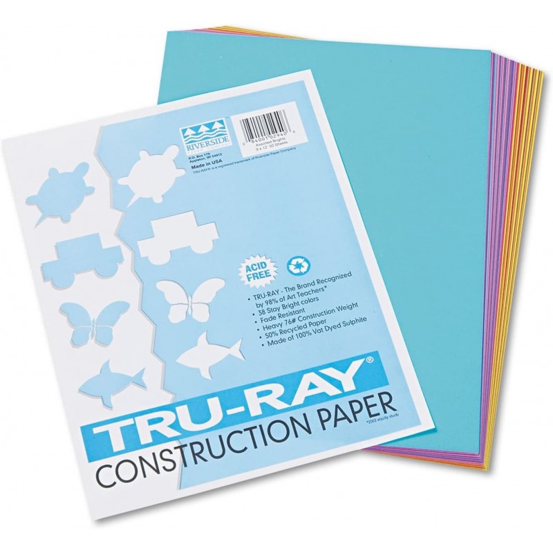 102940 Tru-Ray Construction Paper 76 Lbs 9 X 12 Assorted 50 Sheets/Pack $18.47 Kids' Drawing & Writing Boards