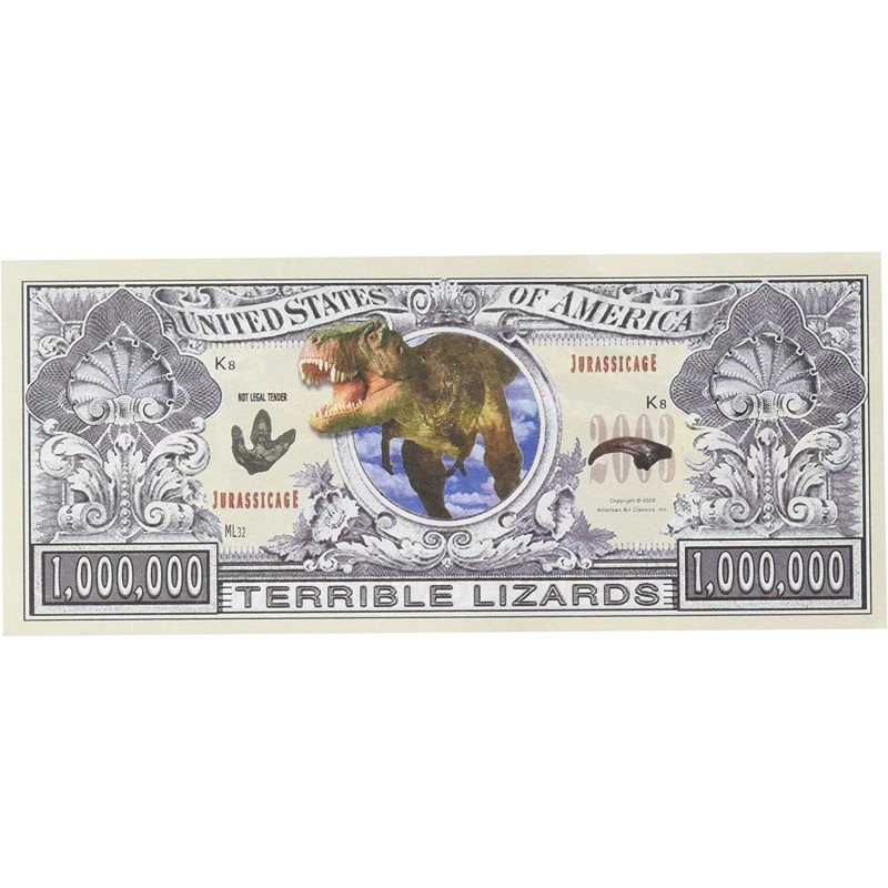 Set of 10 Bills-Dinosaur Million Dollar Bill $14.86 Gags & Practical Joke Toys