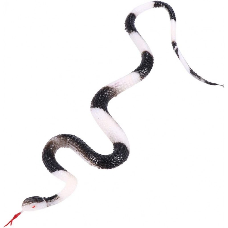 Realistic Rubber Snake Toy Scary Fake Snake Tricky Toy for Halloween Prank Props Black and White $14.07 Gags & Practical Joke...