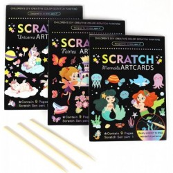 3 Set Magic Scratch Paper Art Colorful Magic Drawing Art Book with 3 Scratch Pen for Birthday Halloween Christmas Party Games...