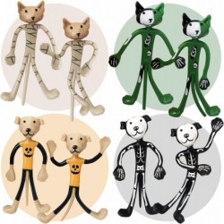 Halloween Bendable Figures Set of 12 3D Halloween Themed Dogs and Cats in 4 Different Designs Stress Relief Toys for Boys and...