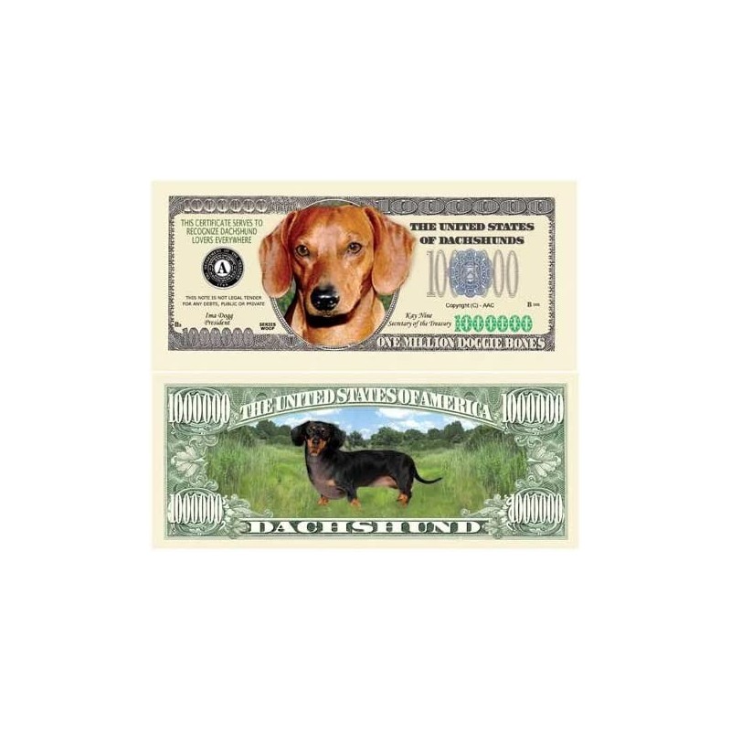 Pack of 10 - Dachshund Million Dollar Bills - Best Gift for Weiner Dog Lovers $17.65 Gags & Practical Joke Toys