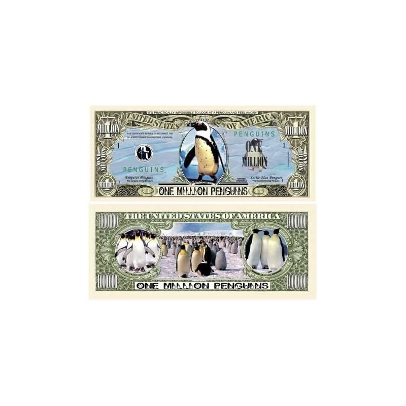 Pack of 25 - Penguins Million Dollar Bills - Best Collectible Gift for Penguin Lovers $22.24 Gags & Practical Joke Toys