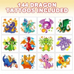 Dragon Temporary Tattoos for Kids - Bulk Pack of 144 Tattoos in Assorted Designs Non-Toxic 2 Inch Tats Birthday Party Favors ...