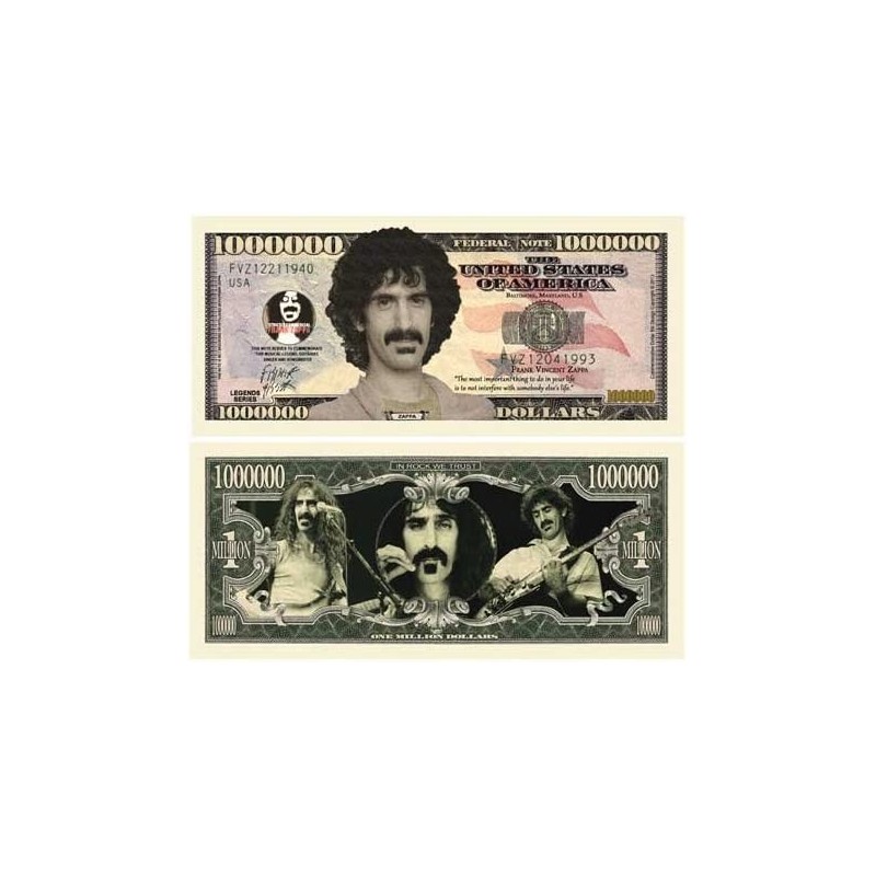 Frank Zappa Million Dollar Bills - Pack of 100 - Collectible Novelty Million Dollar Bills - Best Gift for Zappa Fans $42.33 G...