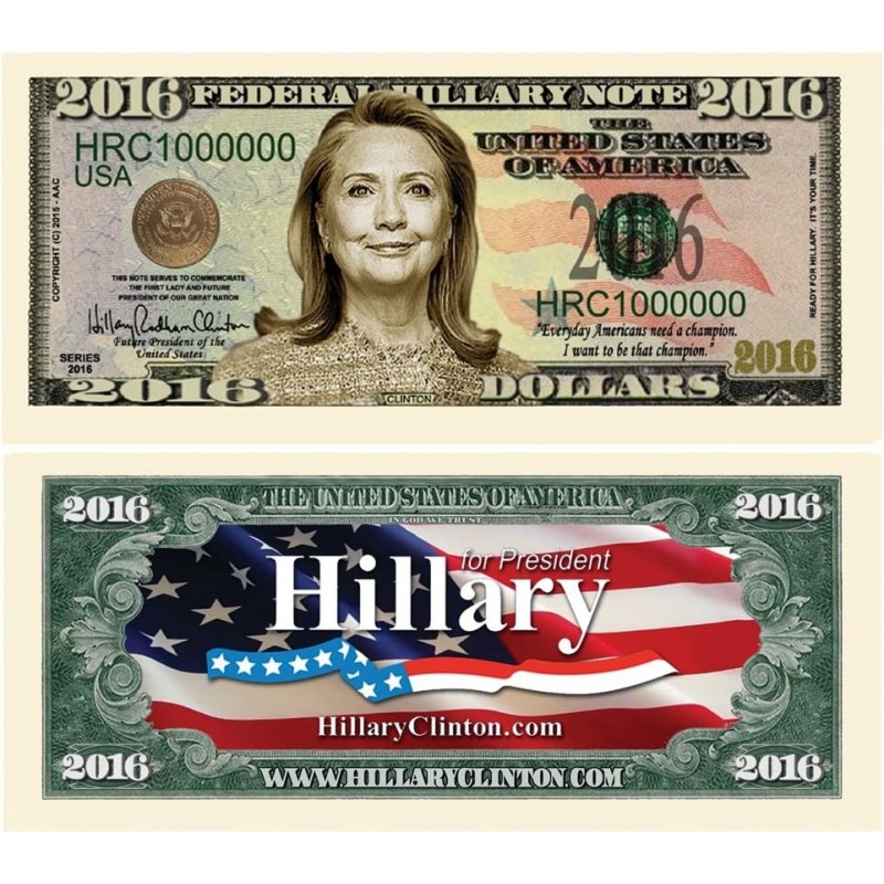 Set of 50 - Hillary Clinton 2016 Presidential Dollar Bill $26.51 Gags & Practical Joke Toys