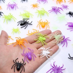 200pcs Halloween Spider Decorations Colored Spiders Plastic Realistic Scary Spider Figures Prank Props for Haunted Houses Hal...