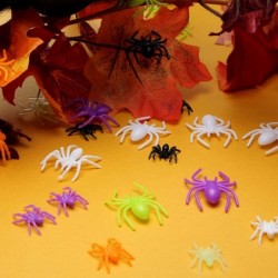 200pcs Halloween Spider Decorations Colored Spiders Plastic Realistic Scary Spider Figures Prank Props for Haunted Houses Hal...