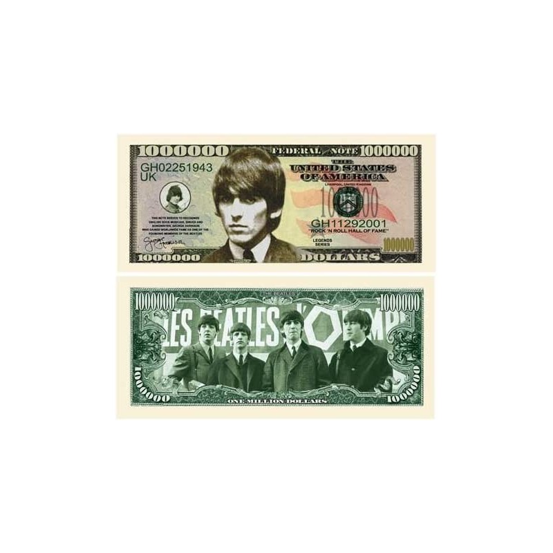 George Harrison Million Dollar Bill in Currency Protector - Best Gift for Beatles Fans $14.21 Gags & Practical Joke Toys